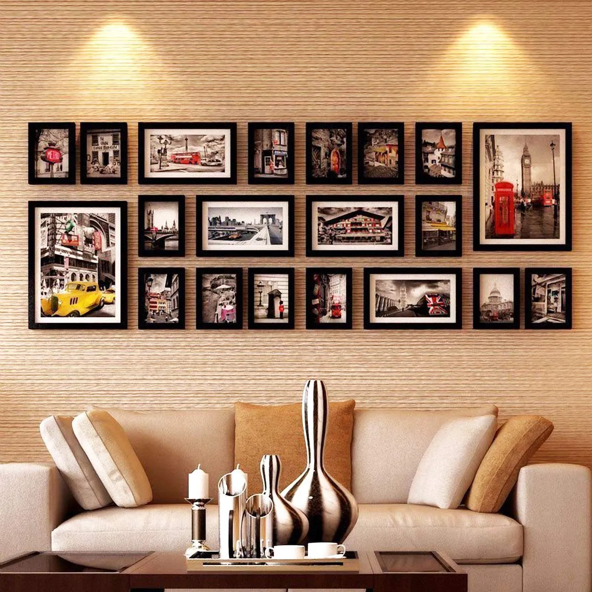 ArtzFolio Wall Photo Frame D59 | Wall Photo Frame Collage for Living Room | Picture Frames Home & Wall Decoration | Black | Set of 20 Units | 5x7-14 Unit | 6x10-4 Unit | 8x10-2 Unit
