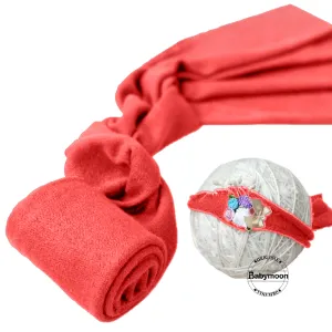 Babymoon Textured Stretchable Baby Photography Shoot Wrap Cloth With Hairband - Dark Peach