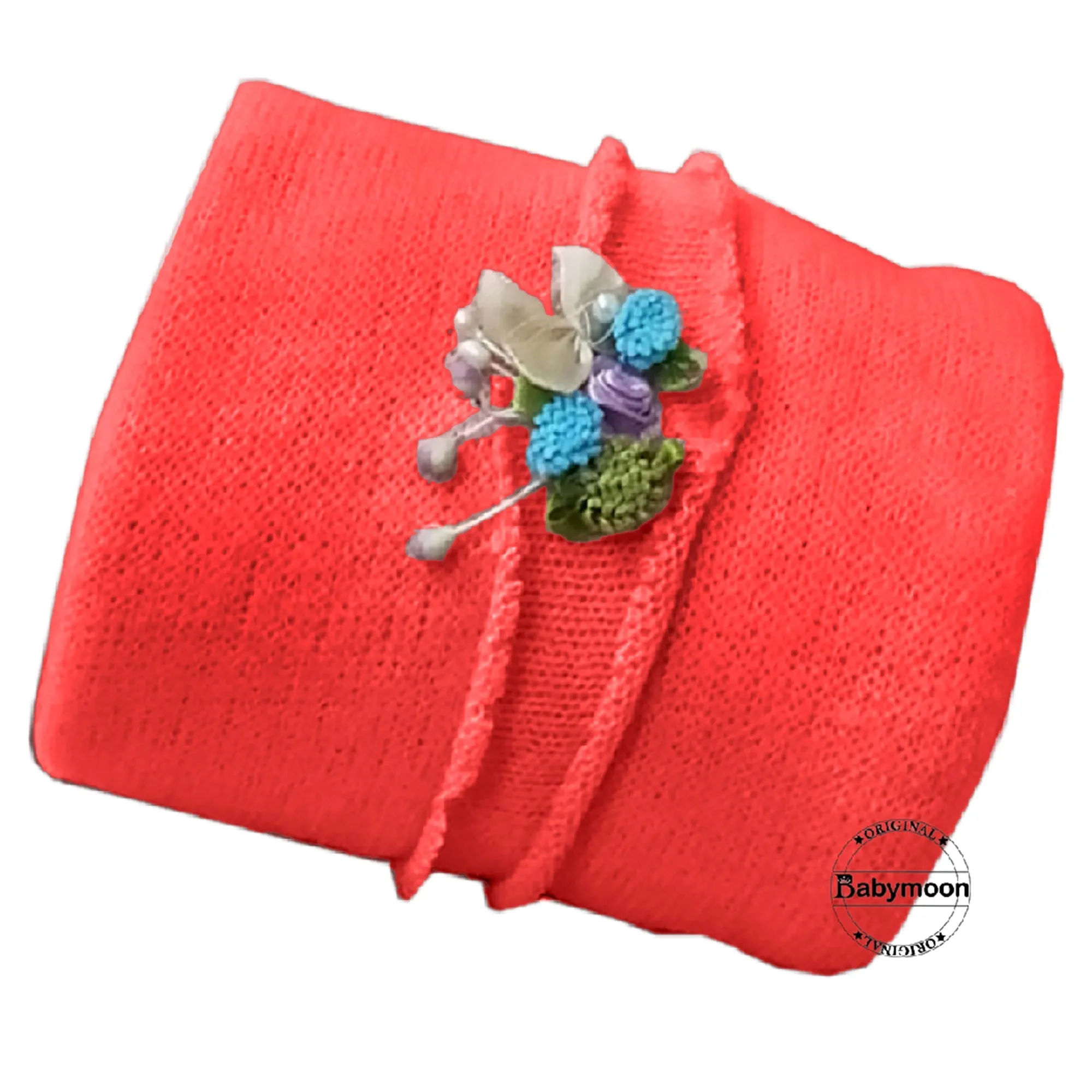Babymoon Textured Stretchable Baby Photography Shoot Wrap Cloth With Hairband - Dark Peach