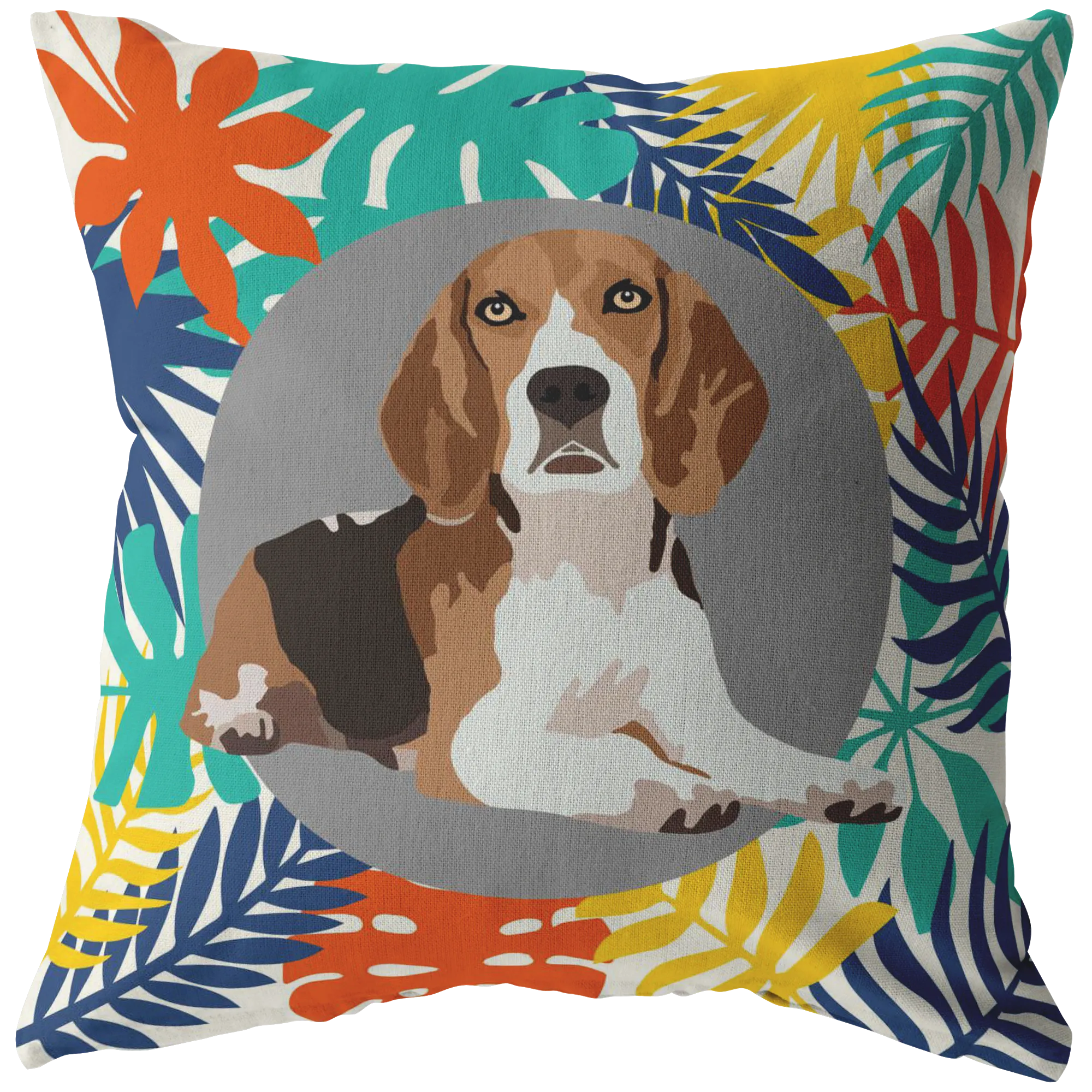 Beagle #2 Colorful Leaves Pillow