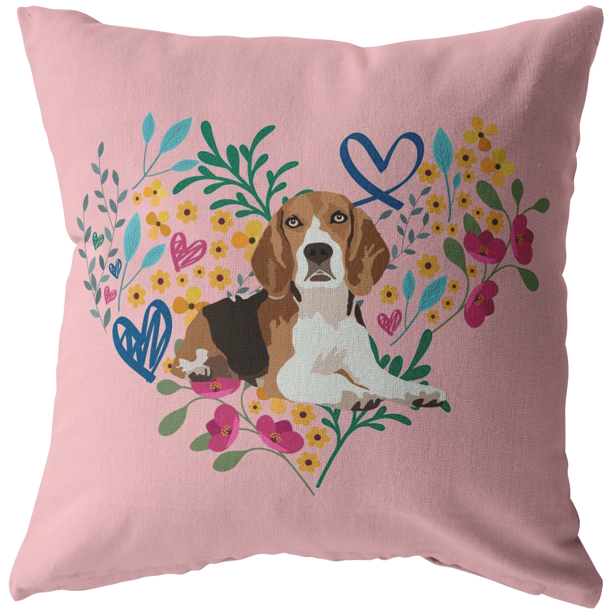 Beagle #2 Heart Shape Flower Pillow