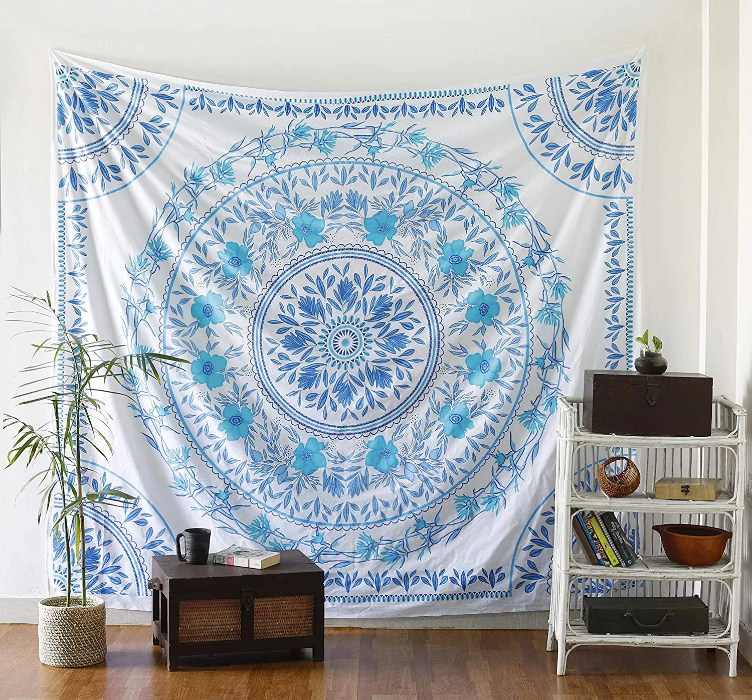 Blue Floral Tapestry