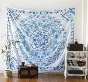 Blue Floral Tapestry