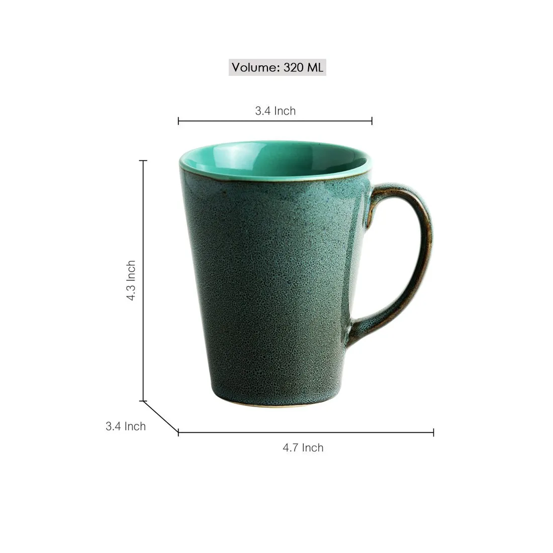 'Blues Of Sky' Studio Pottery Glazed Coffee Mugs In Ceramic (Set Of 2)
