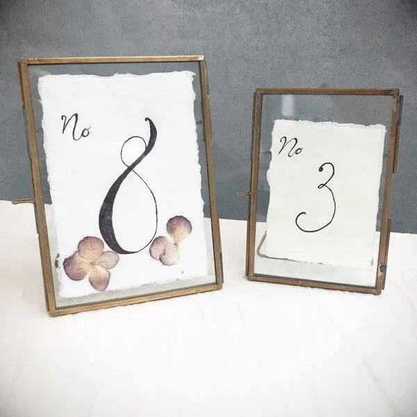 Brass Photo Frames Table Numbers (Free Standing) Wedding Stationery