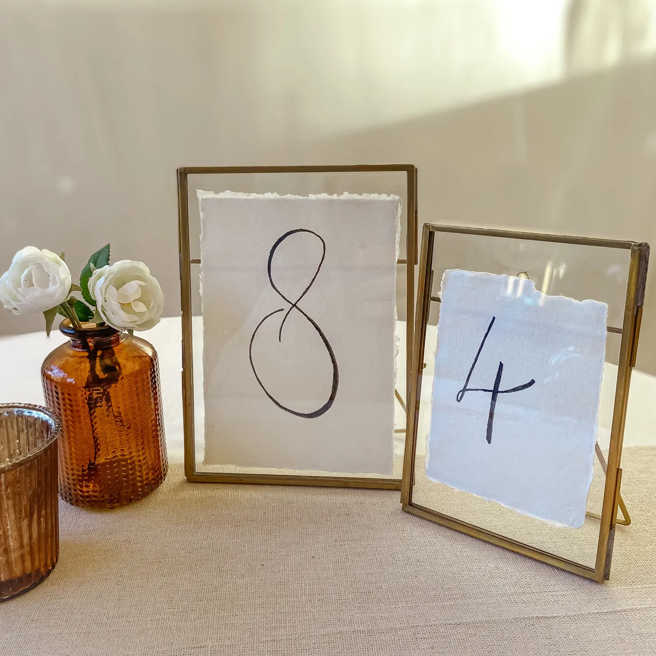 Brass Photo Frames Table Numbers (Free Standing) Wedding Stationery