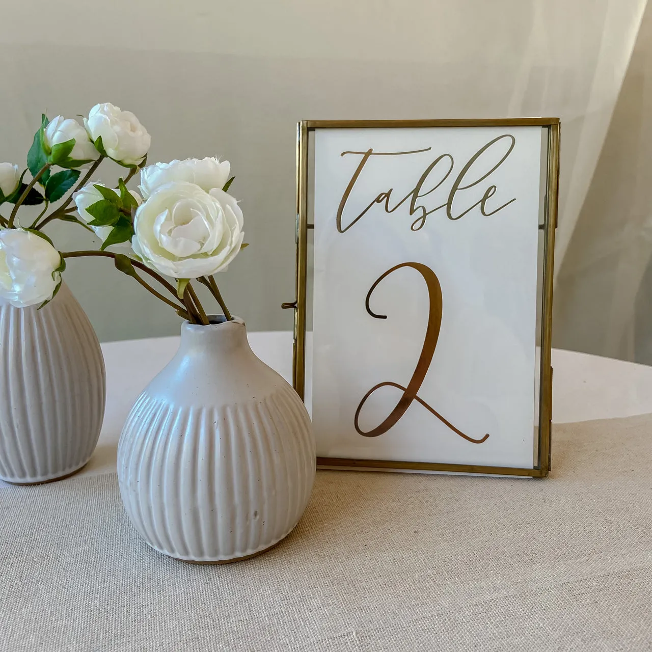 Brass Photo Frames Table Numbers (Free Standing) Wedding Stationery