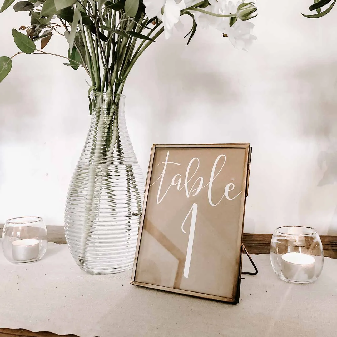 Brass Photo Frames Table Numbers (Free Standing) Wedding Stationery