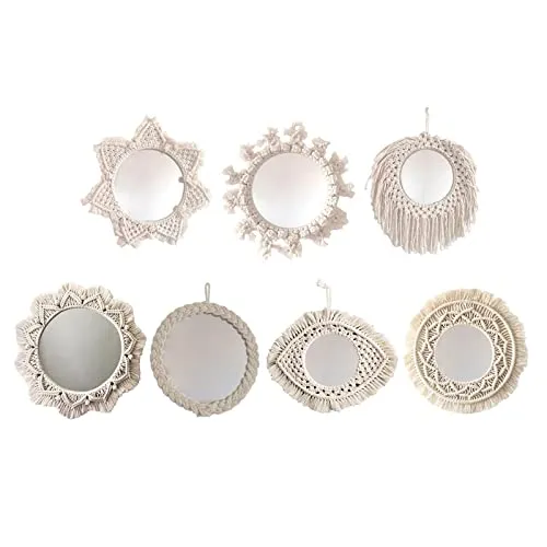 CALANDIS Hanging Wall Mirror Macrame Fringe Mirror Decor for Living Room Bedroom A | Home Dacor | Tapestries