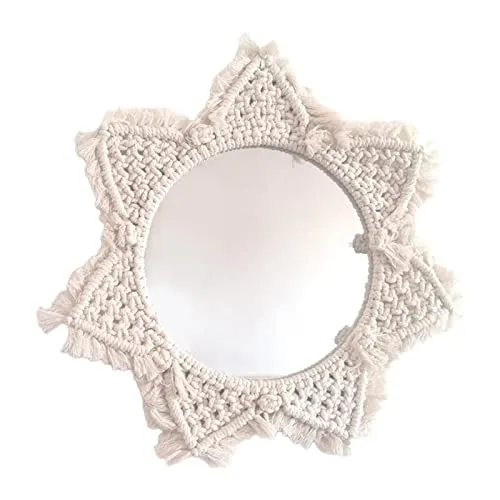 CALANDIS Hanging Wall Mirror Macrame Fringe Mirror Decor for Living Room Bedroom A | Home Dacor | Tapestries