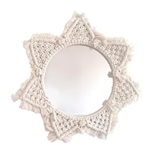 CALANDIS Hanging Wall Mirror Macrame Fringe Mirror Decor for Living Room Bedroom A | Home Dacor | Tapestries