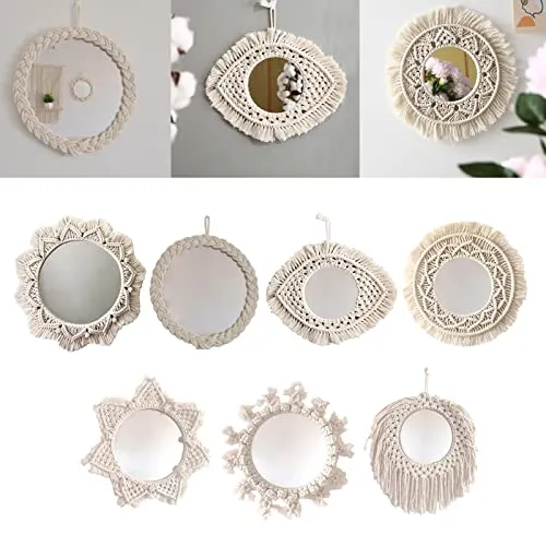 CALANDIS Hanging Wall Mirror Macrame Fringe Mirror Decor for Living Room Bedroom A | Home Dacor | Tapestries