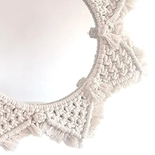 CALANDIS Hanging Wall Mirror Macrame Fringe Mirror Decor for Living Room Bedroom A | Home Dacor | Tapestries