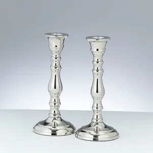 Candlesticks, Aluminum, Nickel Plated, 7", Pair/box