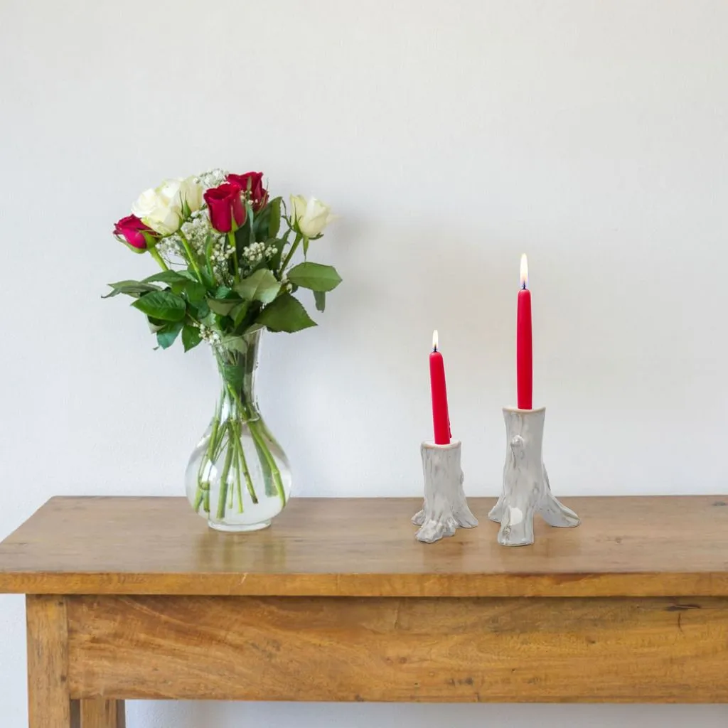 Candlesticks - Set of 2 - Romantic Style - Shabby Chic - Home Decor - Home Accessories - Ceramic