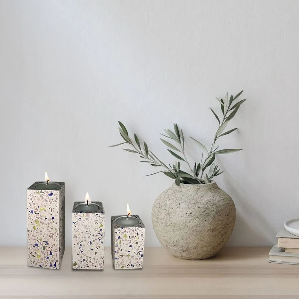 Candlesticks - Set of 3 - Home Decor - Home Accessories - Modern Luxury - Chic Home Accent - Cement