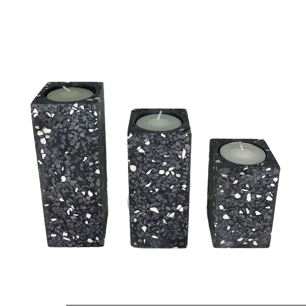 Candlesticks - Set of 3 - Home Decor - Home Accessories - Modern Luxury - Chic Home Accent - Cement