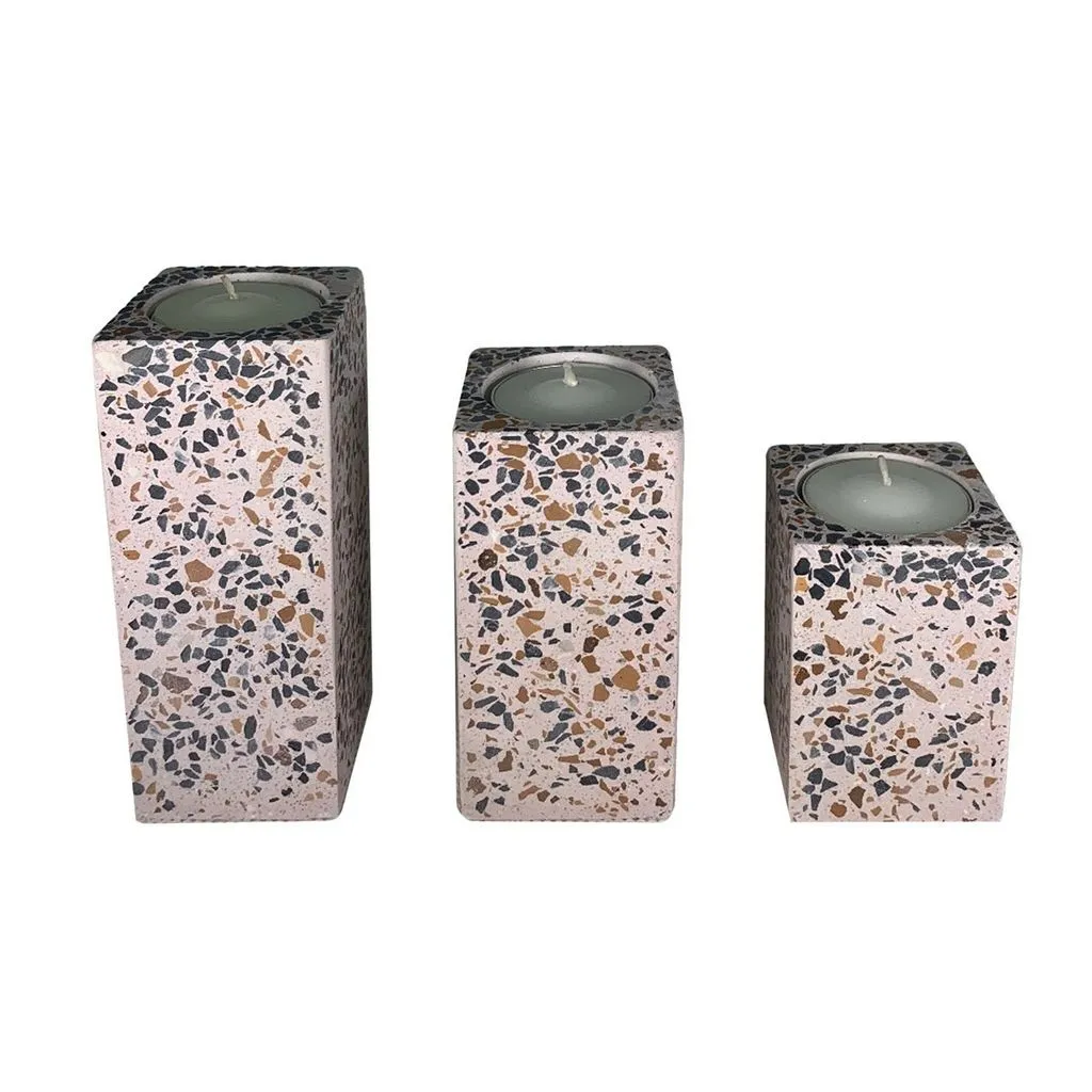 Candlesticks - Set of 3 - Home Decor - Home Accessories - Modern Luxury - Chic Home Accent - Cement
