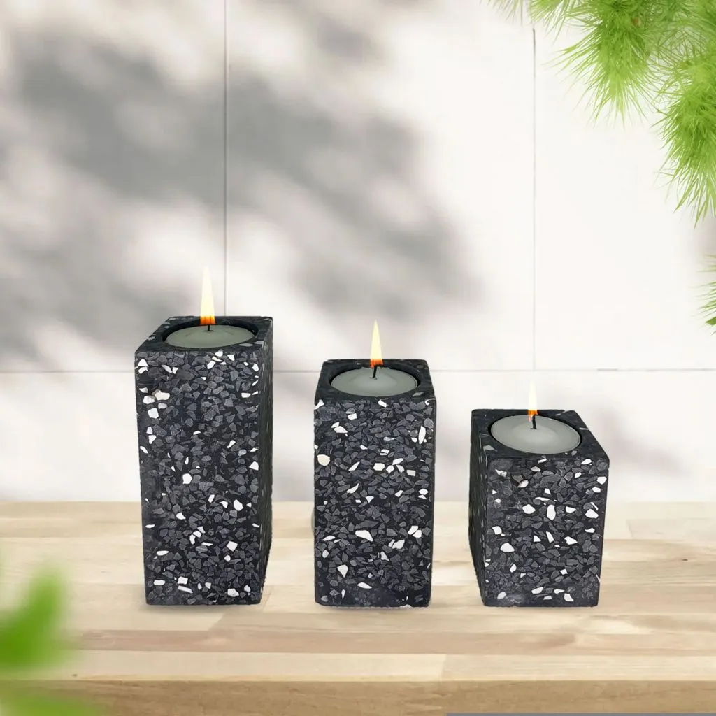 Candlesticks - Set of 3 - Home Decor - Home Accessories - Modern Luxury - Chic Home Accent - Cement