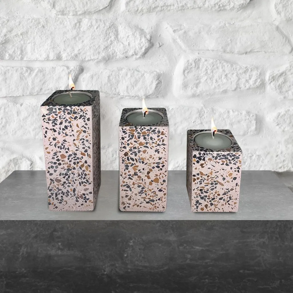 Candlesticks - Set of 3 - Home Decor - Home Accessories - Modern Luxury - Chic Home Accent - Cement