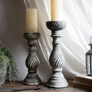 Carved Stone effect Candle Stick - 2 Sizes