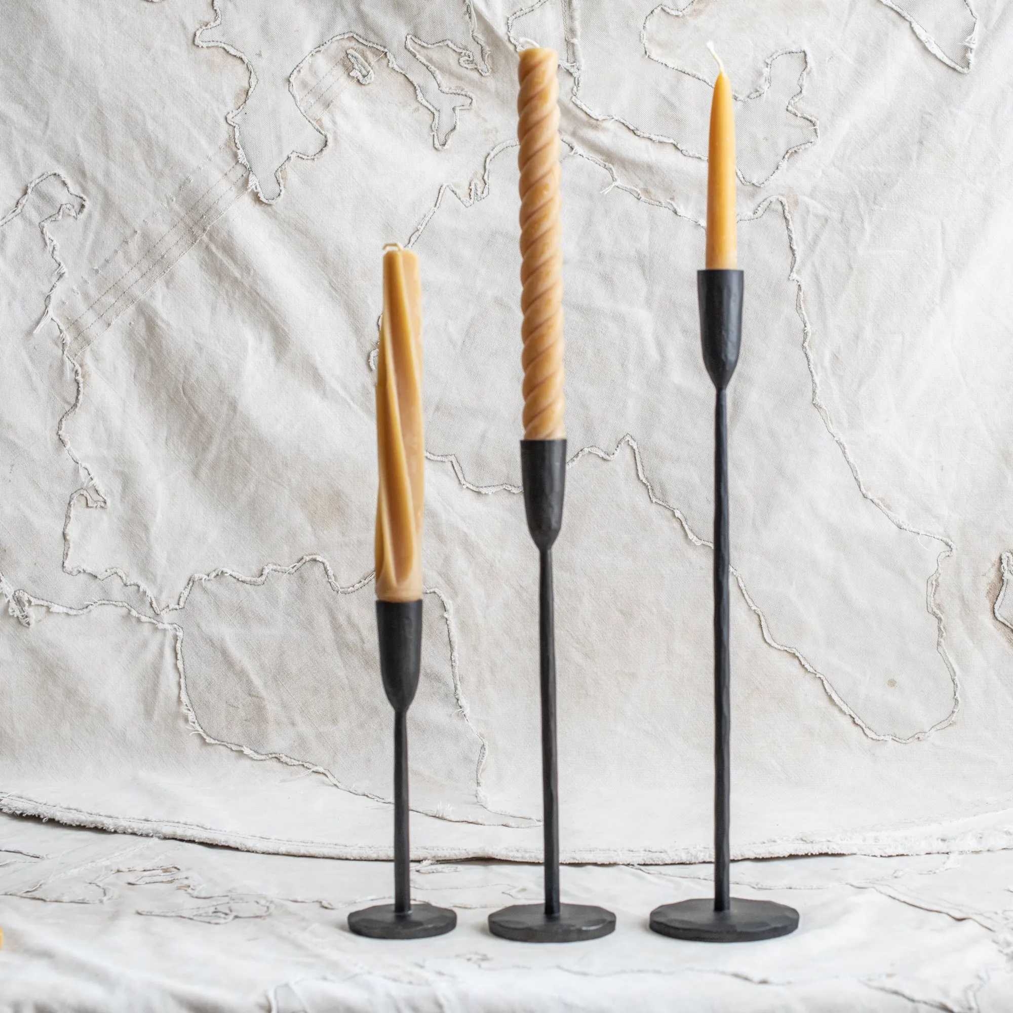 Cast Iron Black Candlesticks