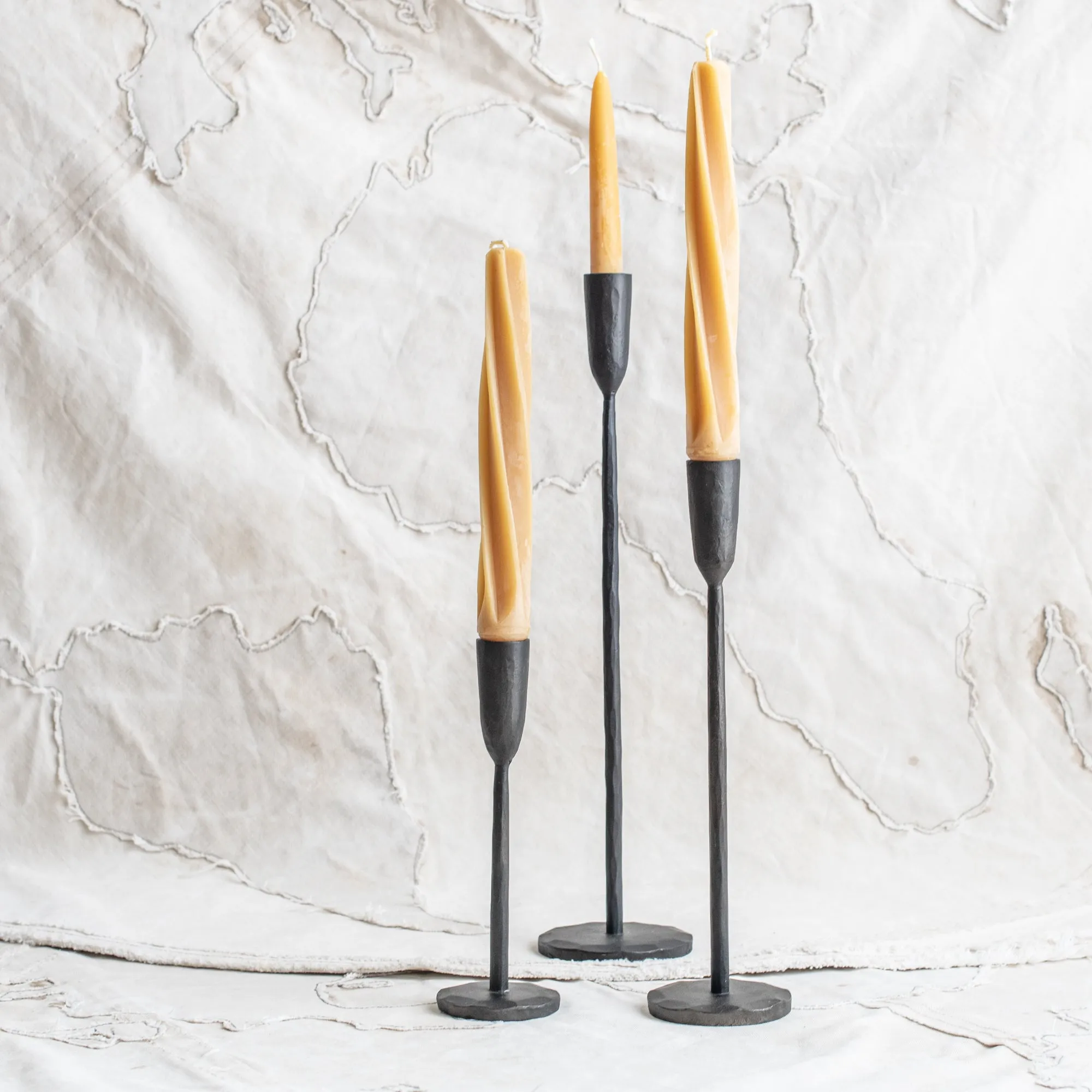 Cast Iron Black Candlesticks