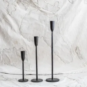 Cast Iron Black Candlesticks