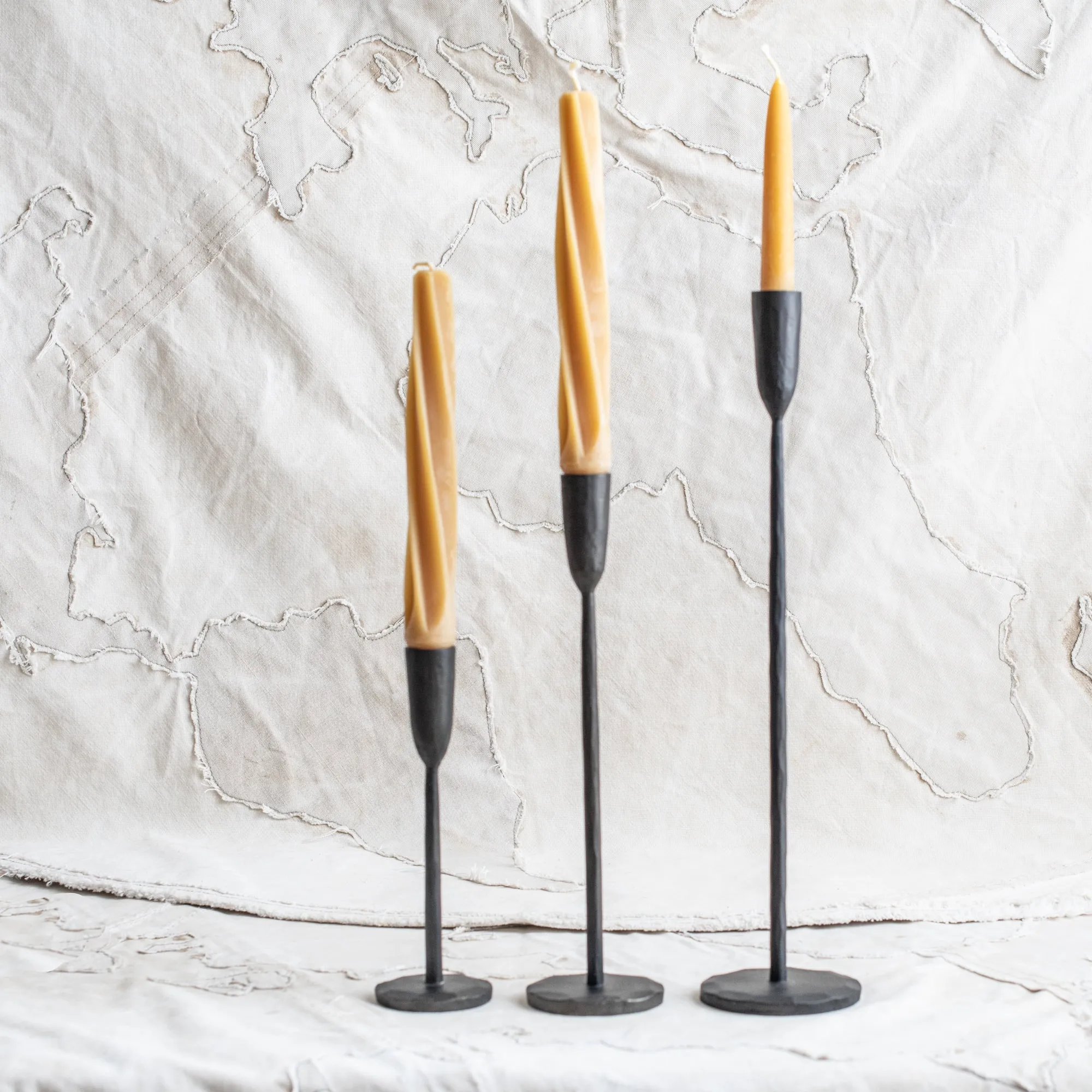 Cast Iron Black Candlesticks