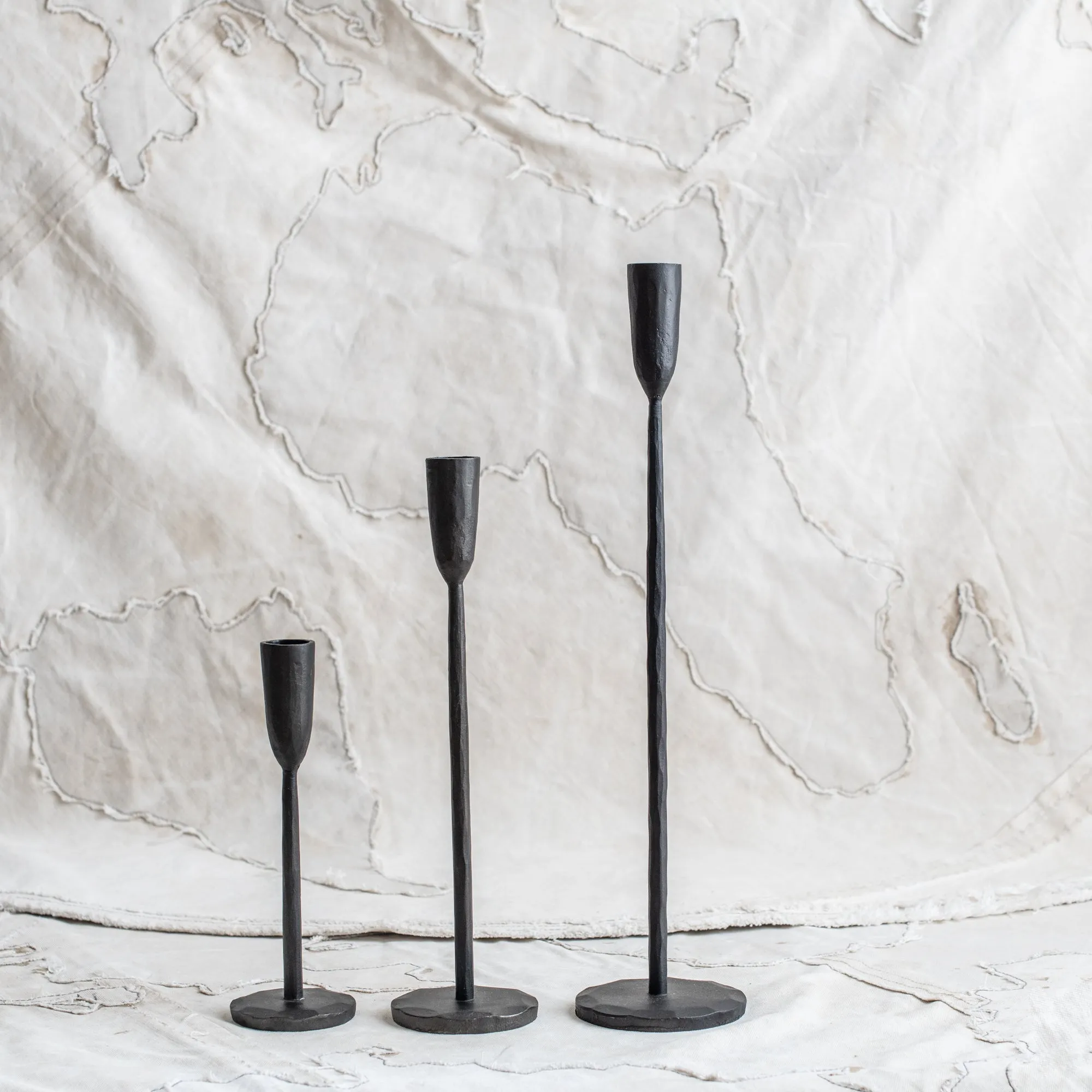 Cast Iron Black Candlesticks