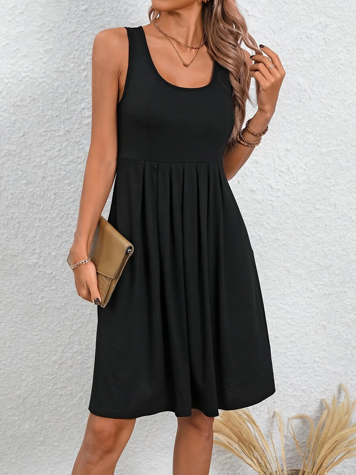 Chic Crew Neck Tank Dress