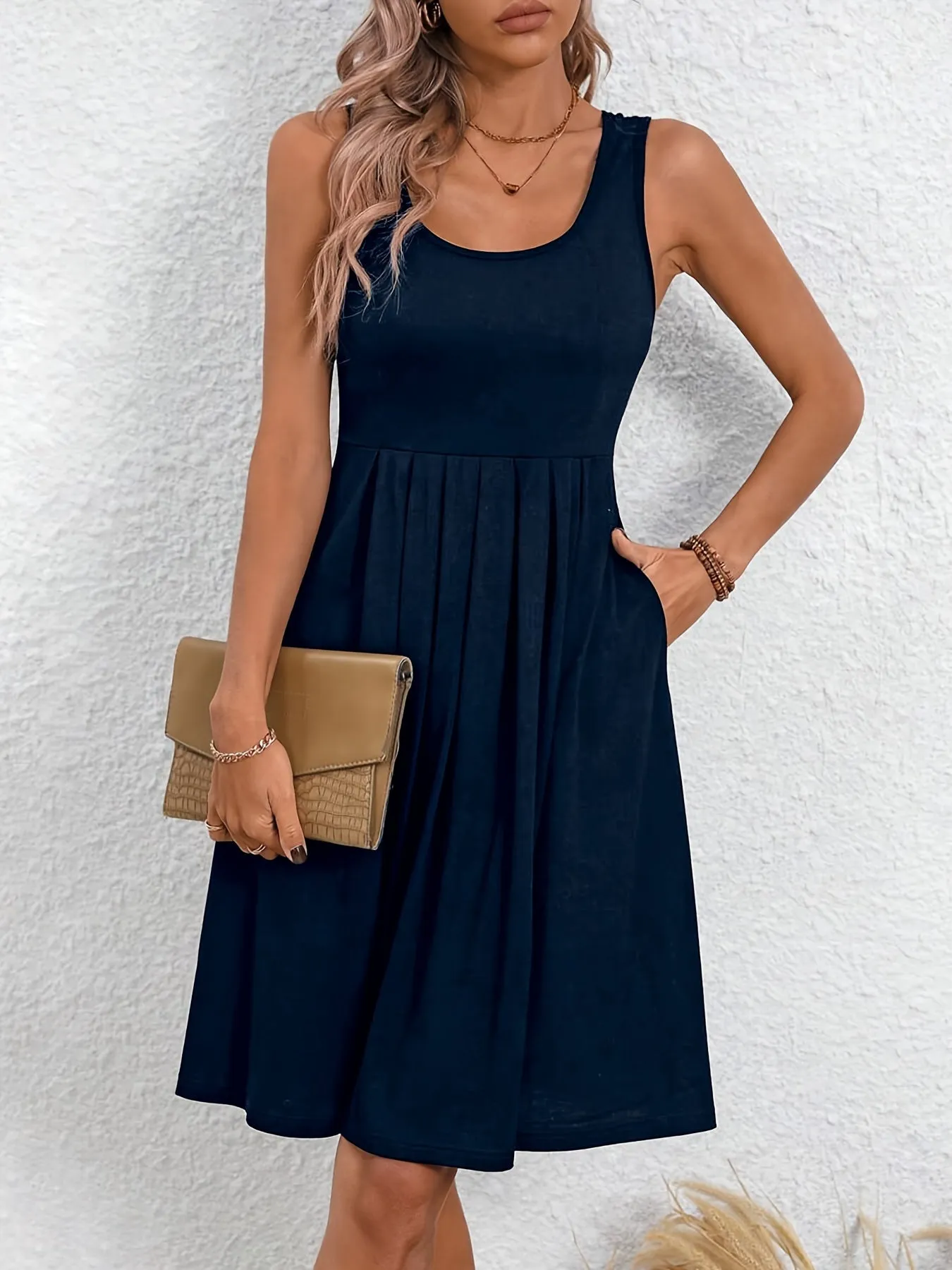 Chic Crew Neck Tank Dress