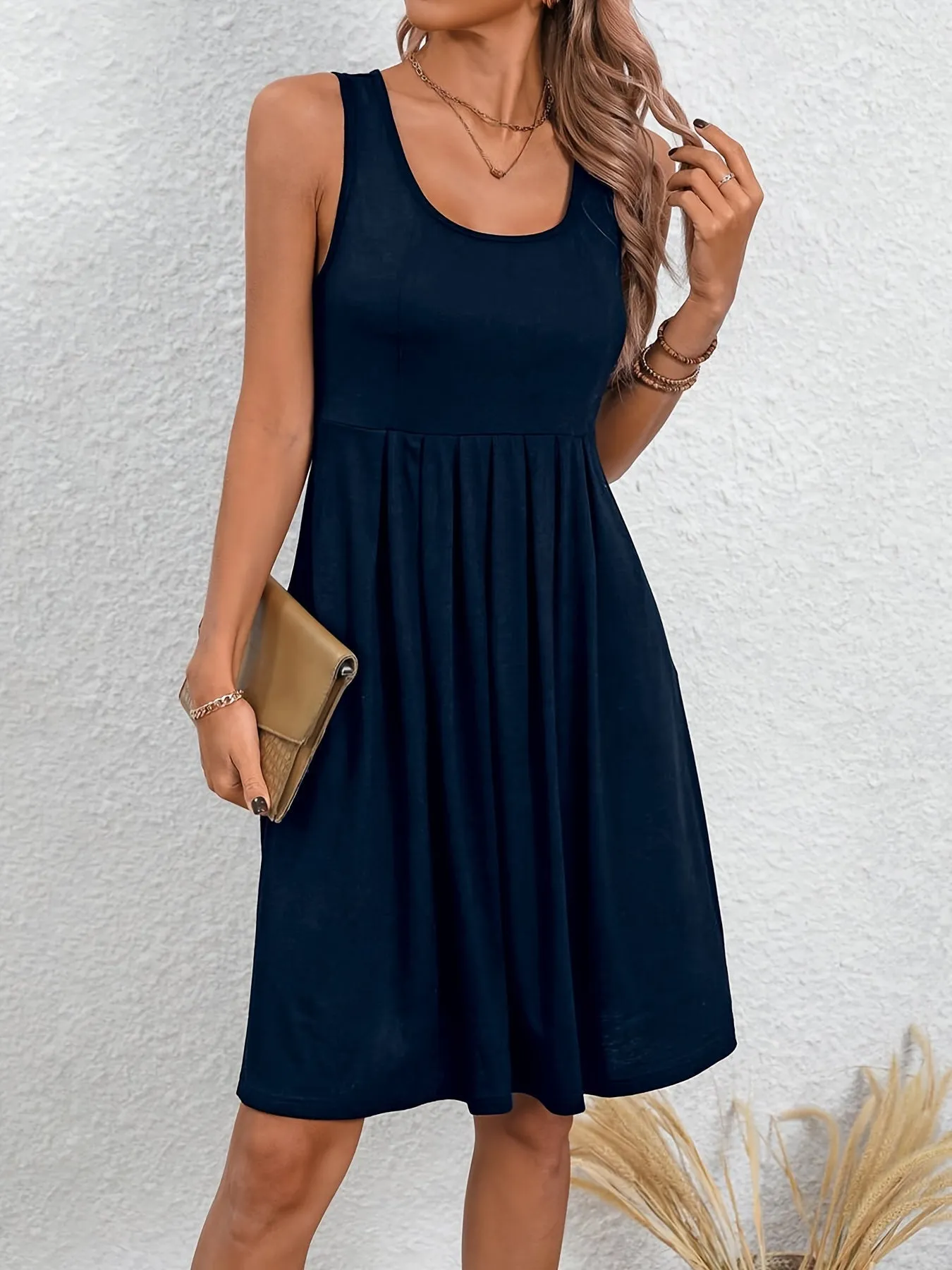 Chic Crew Neck Tank Dress