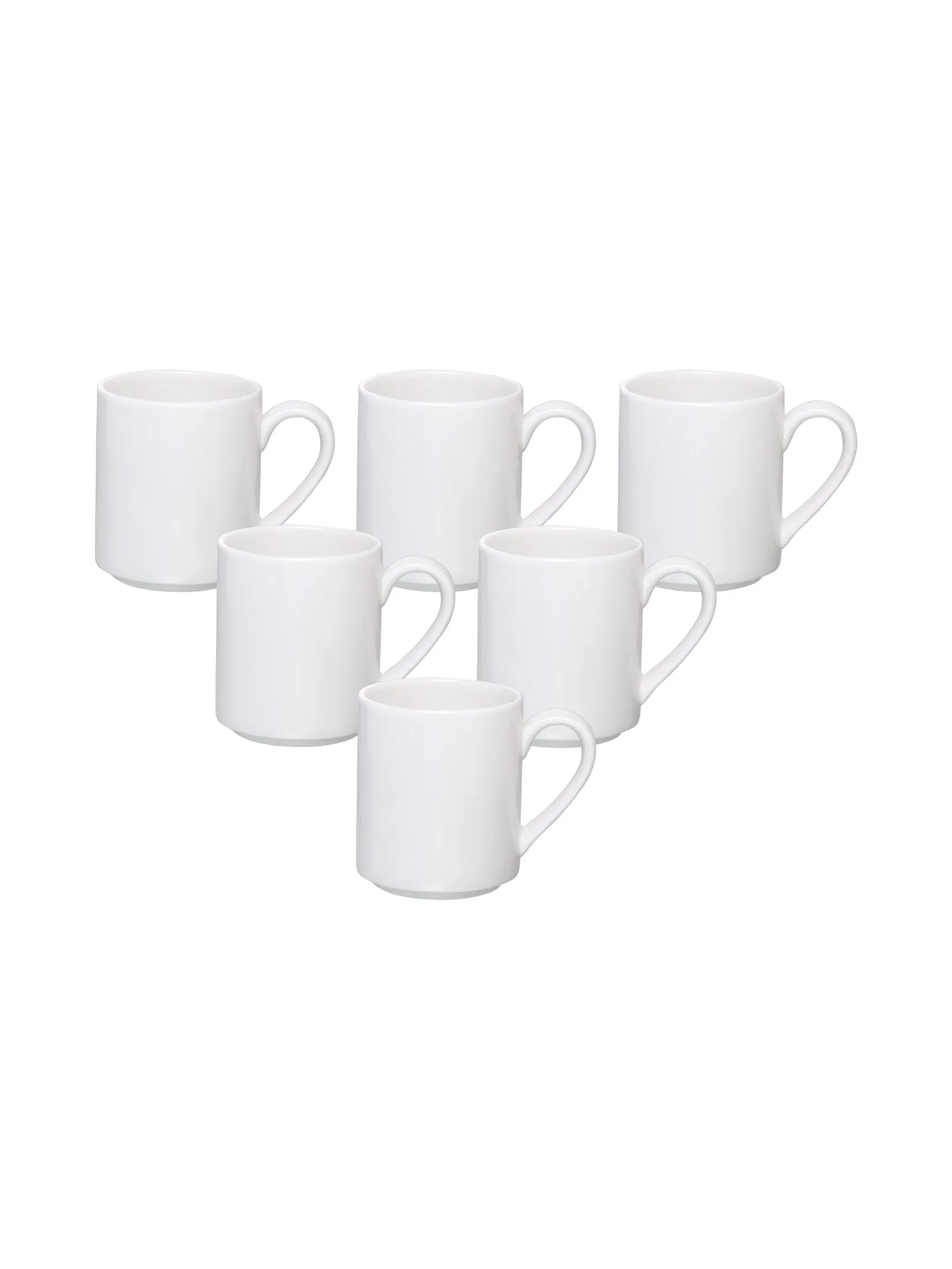 Clay Craft Basic Stacko Small Coffee & Tea Mugs, Set of 6, Plain White