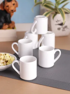 Clay Craft Basic Stacko Small Coffee & Tea Mugs, Set of 6, Plain White