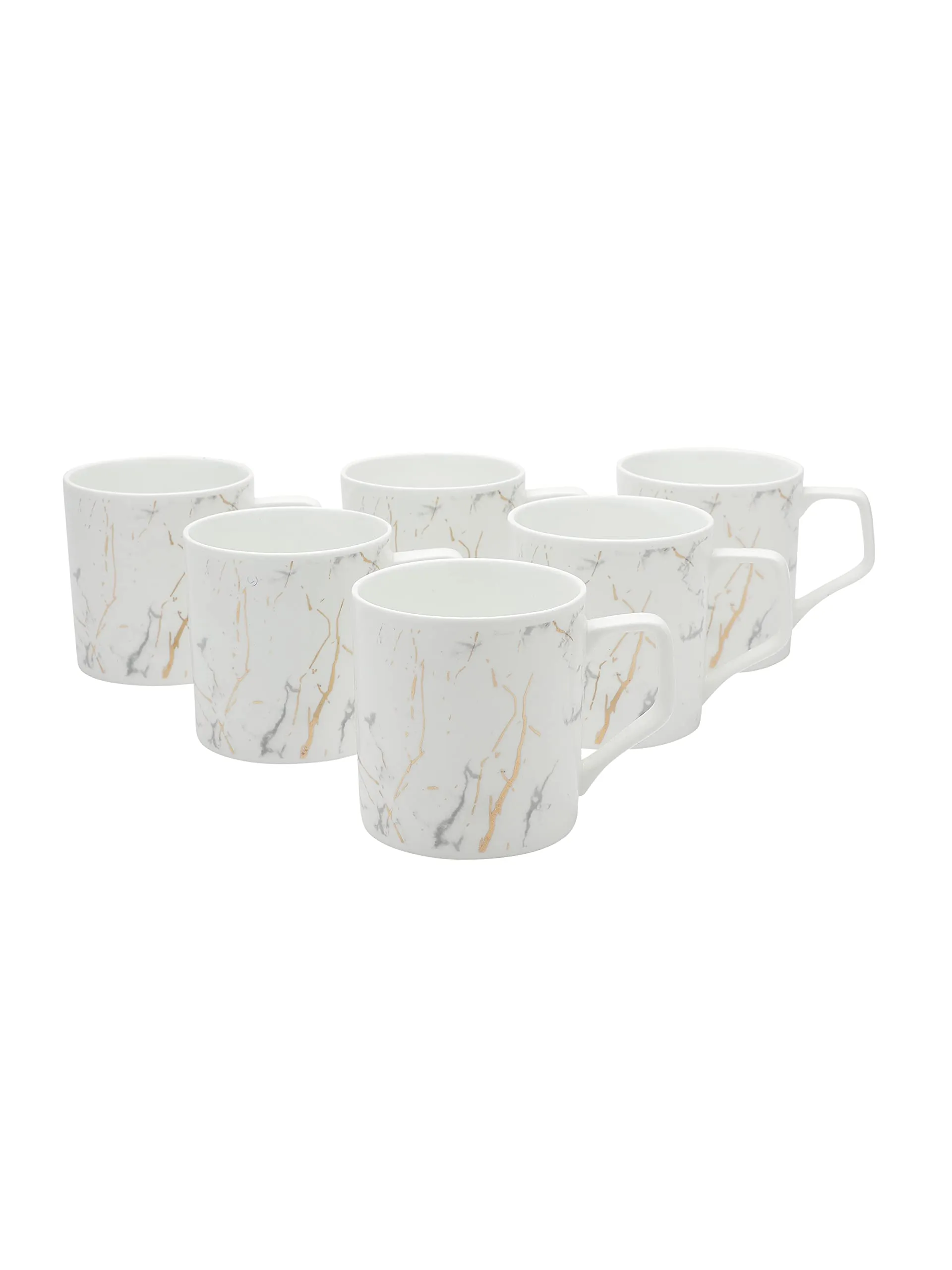 Clay Craft Fine Ceramic Premium Gold and White Coffee/Tea Cups - 220 ml - Set of 6 -Can be Gifted on Any Festival/Occassion Like Wedding, Engagements, Birthdays, Cocktails, Housewarming