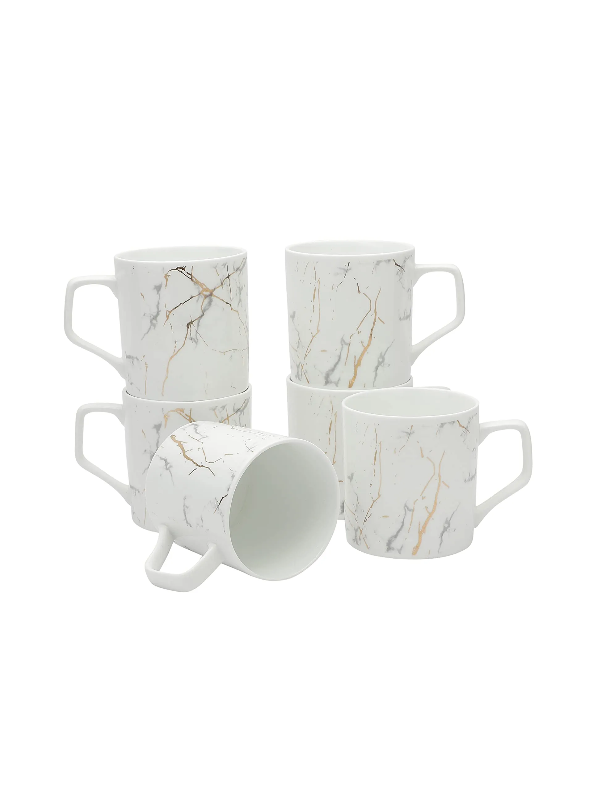 Clay Craft Fine Ceramic Premium Gold and White Coffee/Tea Cups - 220 ml - Set of 6 -Can be Gifted on Any Festival/Occassion Like Wedding, Engagements, Birthdays, Cocktails, Housewarming