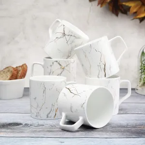 Clay Craft Fine Ceramic Premium Gold and White Coffee/Tea Cups - 220 ml - Set of 6 -Can be Gifted on Any Festival/Occassion Like Wedding, Engagements, Birthdays, Cocktails, Housewarming