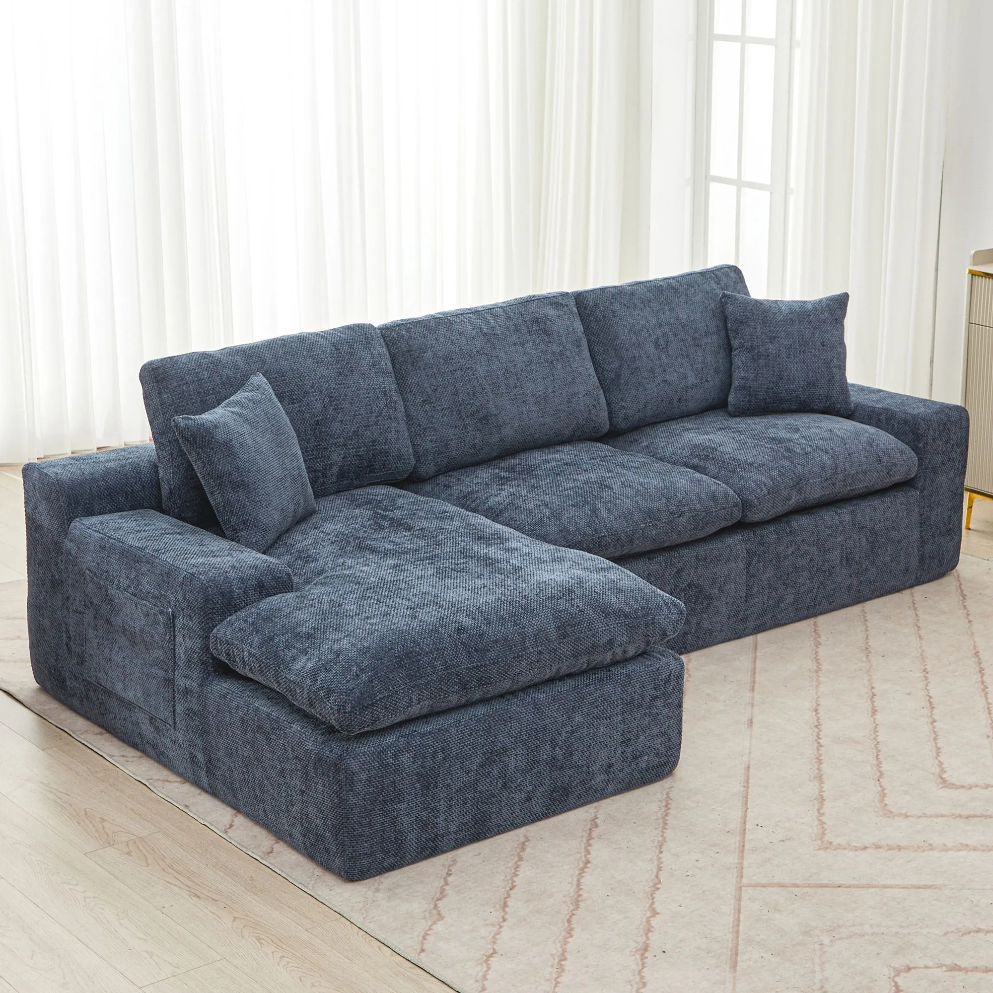 Cloud Sectional Sofa With Double Layer Cushion And Side Pockets, Free-Combined by Couch.com