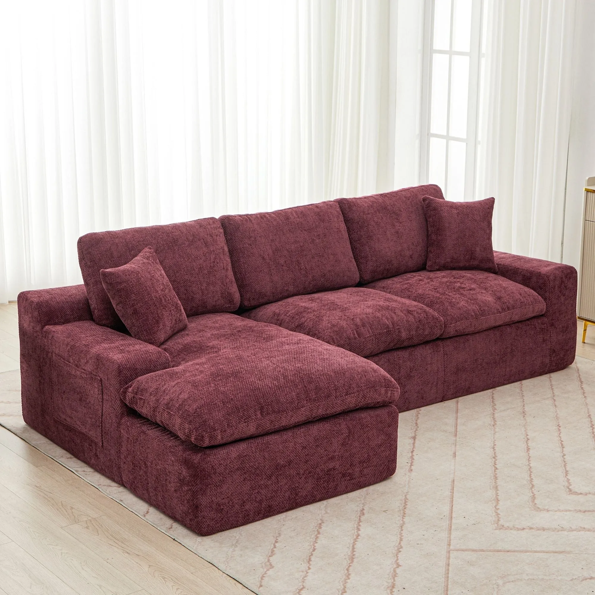 Cloud Sectional Sofa With Double Layer Cushion And Side Pockets, Free-Combined by Couch.com