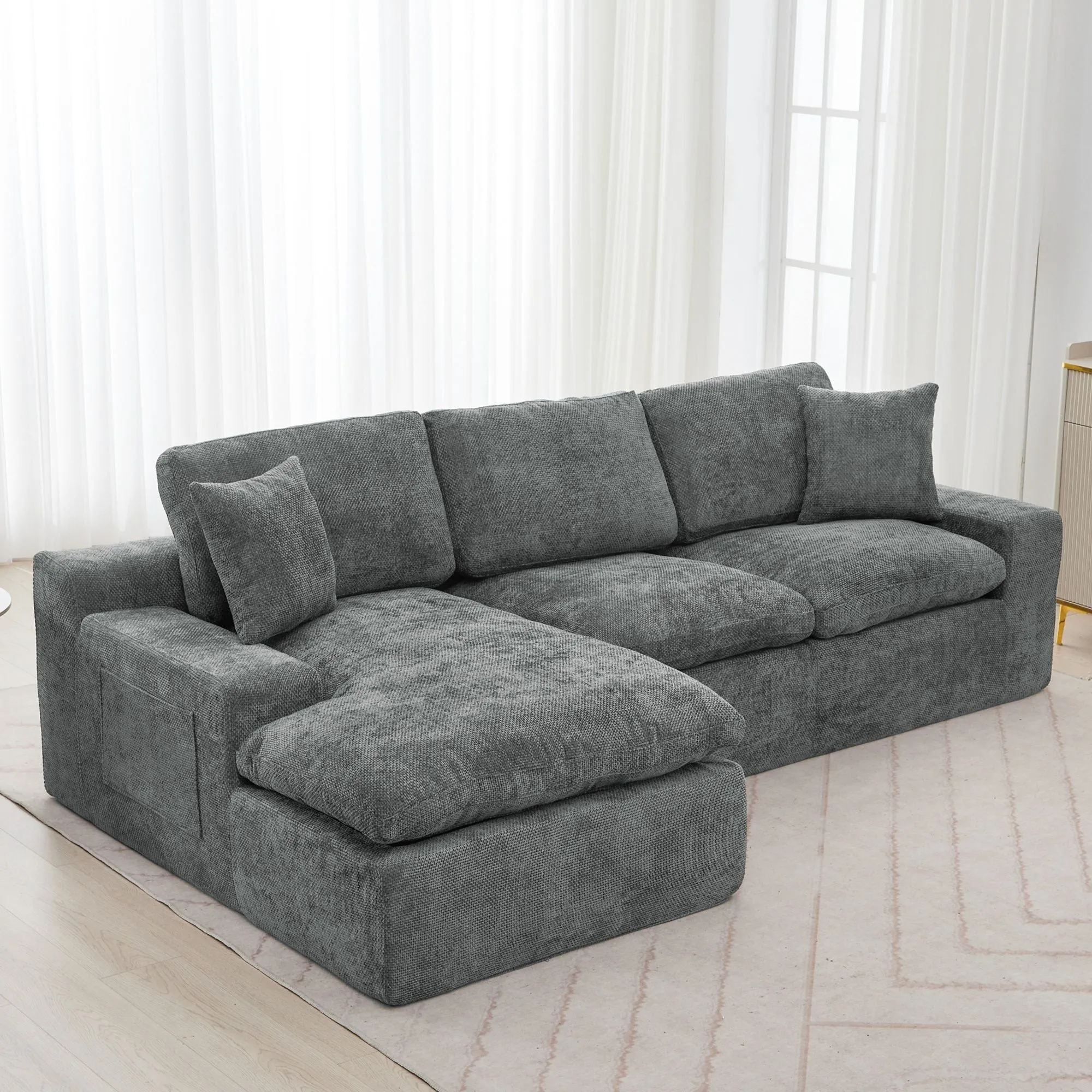 Cloud Sectional Sofa With Double Layer Cushion And Side Pockets, Free-Combined by Couch.com