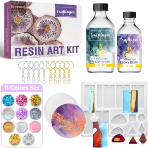 Craftinger DIY Resin Keychain Making kIt with 200Gm Resin, Glitter and Keyring