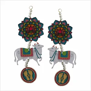 Creative Touch Pichwai Cow shubh labh Hanging for Entrance Door and Festivals (13 x 3 Inch)