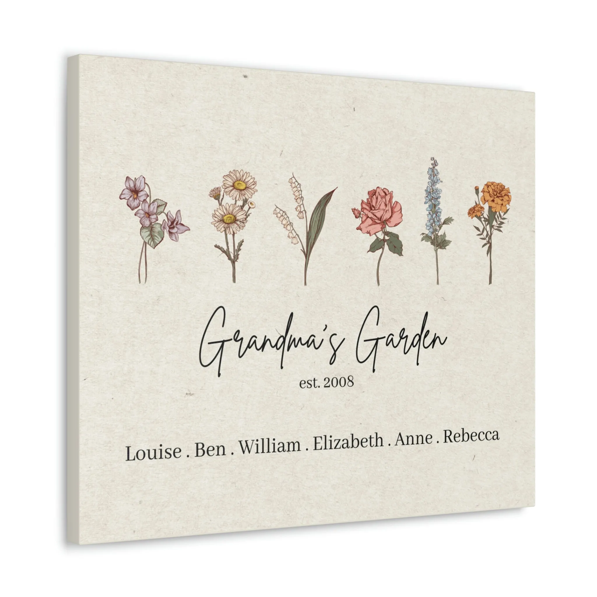 Custom Birth Flower Canvas Gallery Wrap