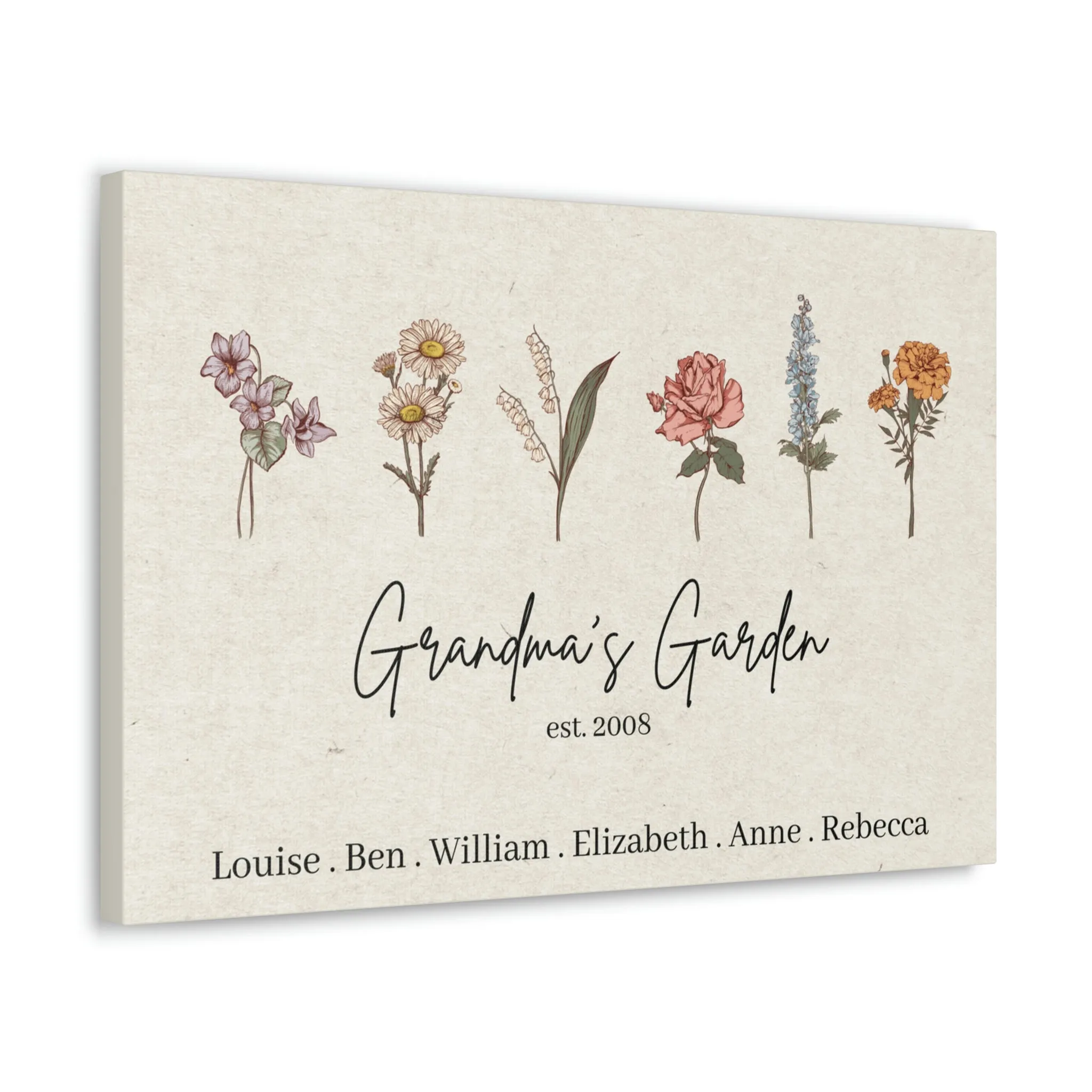 Custom Birth Flower Canvas Gallery Wrap
