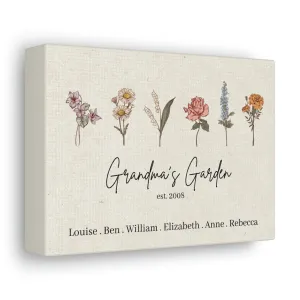 Custom Birth Flower Canvas Gallery Wrap