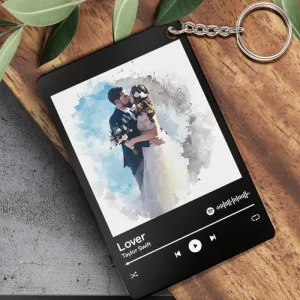 Custom Spotify Glass Code Oil Painting Style Couple Keychain/Plaque Anniversary Gifts
