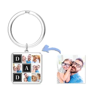 Custom Square Keychain Pass Image Father's Day Gift