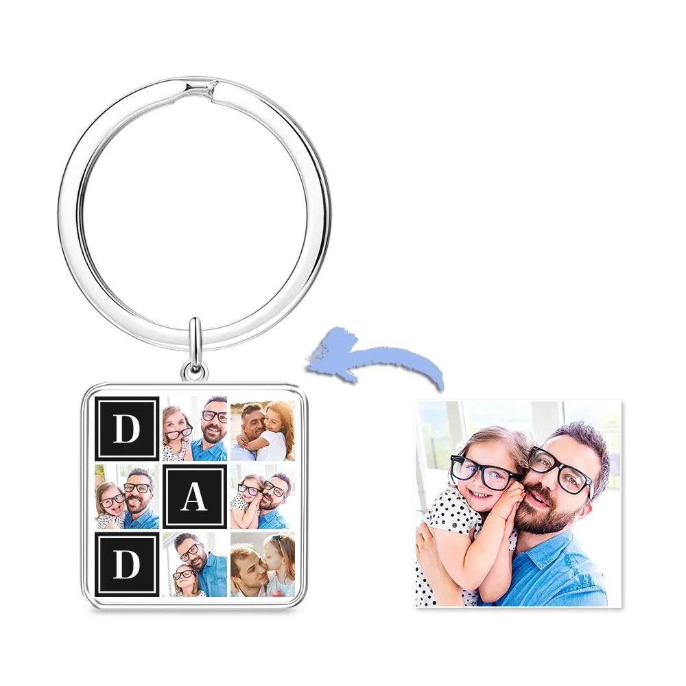 Custom Square Keychain Pass Image Father's Day Gift
