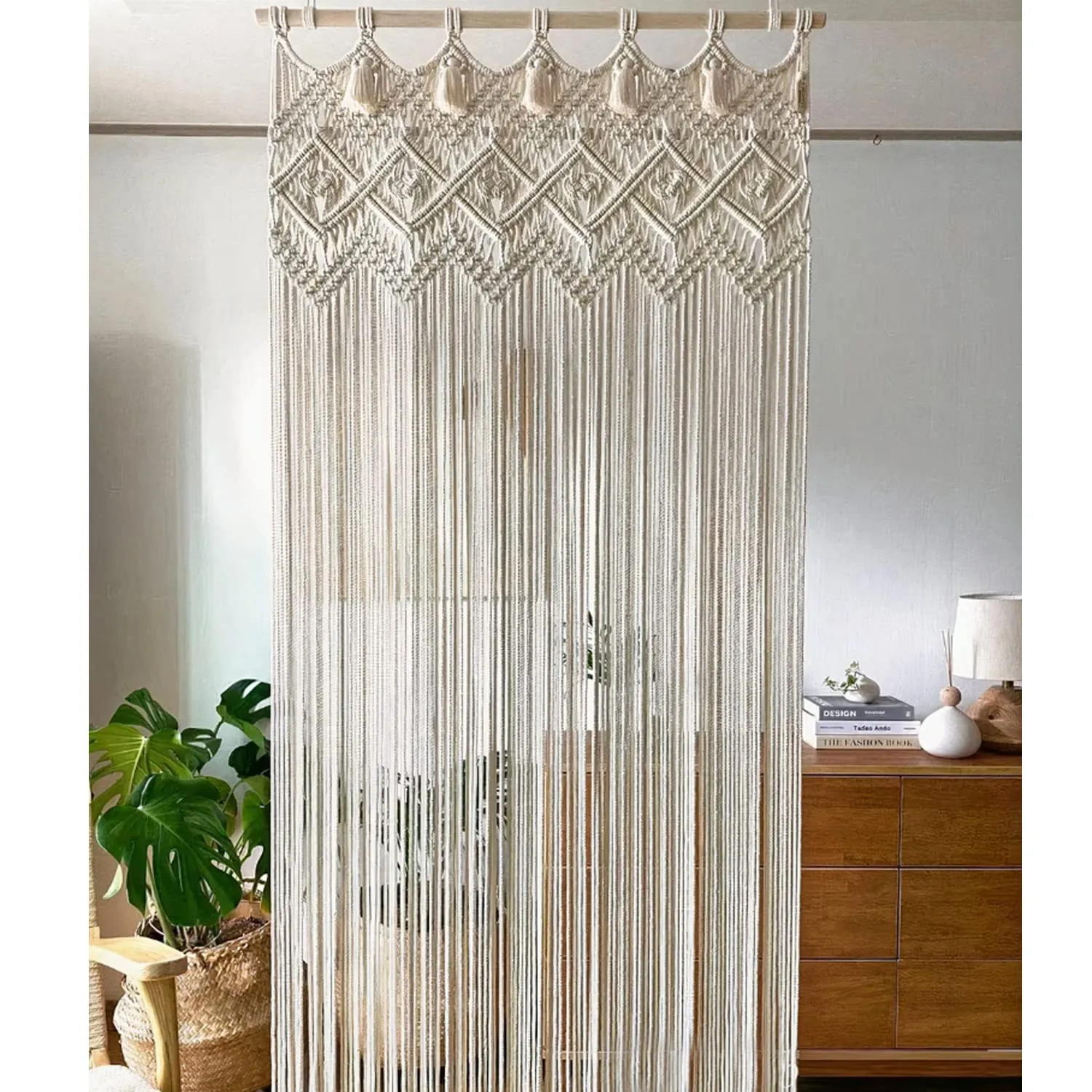 Decazone Macramé Curtains for Doorways, Window, Macrame Door Curtains Boho Wedding Decor, Macrame Wedding Backdrop, Bohemian Decor, 48 x 84 Inch, Beige (Bohemian)